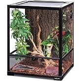 REPTI ZOO Reptile Glass Terrarium, 18" x 18" x 24" Front Opening with Double Hinge Door &amp; Top Screen Ventilation, 30 Gallon Tank Large Reptile Terrarium (Knock-Down)