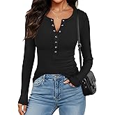 ANRABESS Long Sleeve Shirts for Women Henley Button Down Tops Ribbed Knit Slim Fit Fall Basic Tee 2025 Casual Trendy Clothes