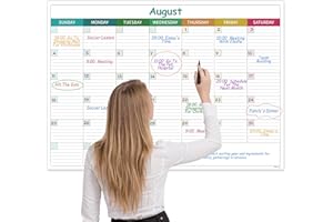 SHOPARR Large Dry Erase Calendar for Wall - Undated Dry Erase Calendar, Erasable Laminated Calendar for Wall with 8 Round Stickers, 40" x 28", Monthly Calendar for Office, Home, Classroom - Colorful