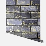 Arthouse Metallic Brick Navy Gold Wallpaper Feature Wall Paste Paper 1005x53cm view 6