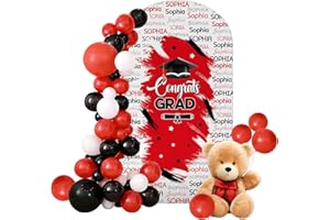 Custom-Backdrop Personalized Graduation-Decorations 2026 Arch-Cover for Graduation Party (3.9FT,4.9FT,6FT,6.6FT,7.2FT) Red Mo