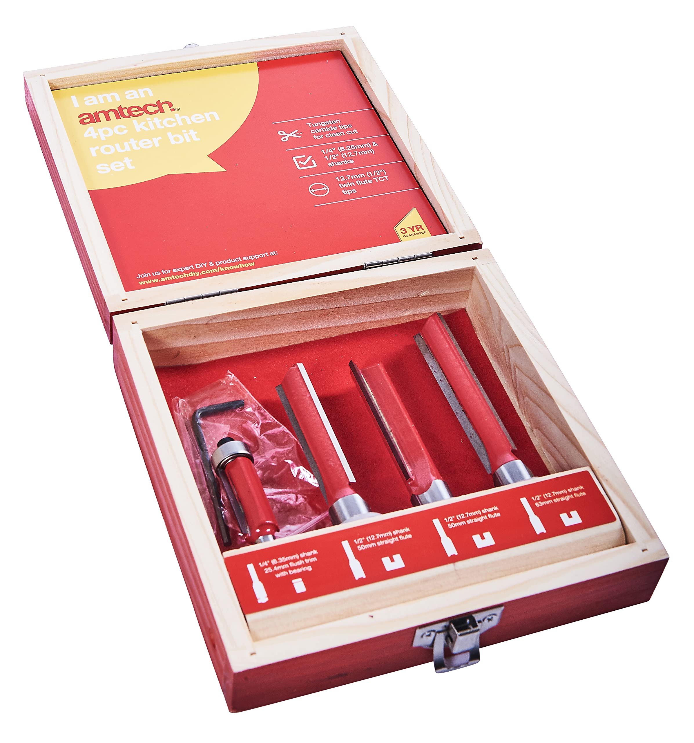 Amtech F3625 4 Piece kitchen router bit set
