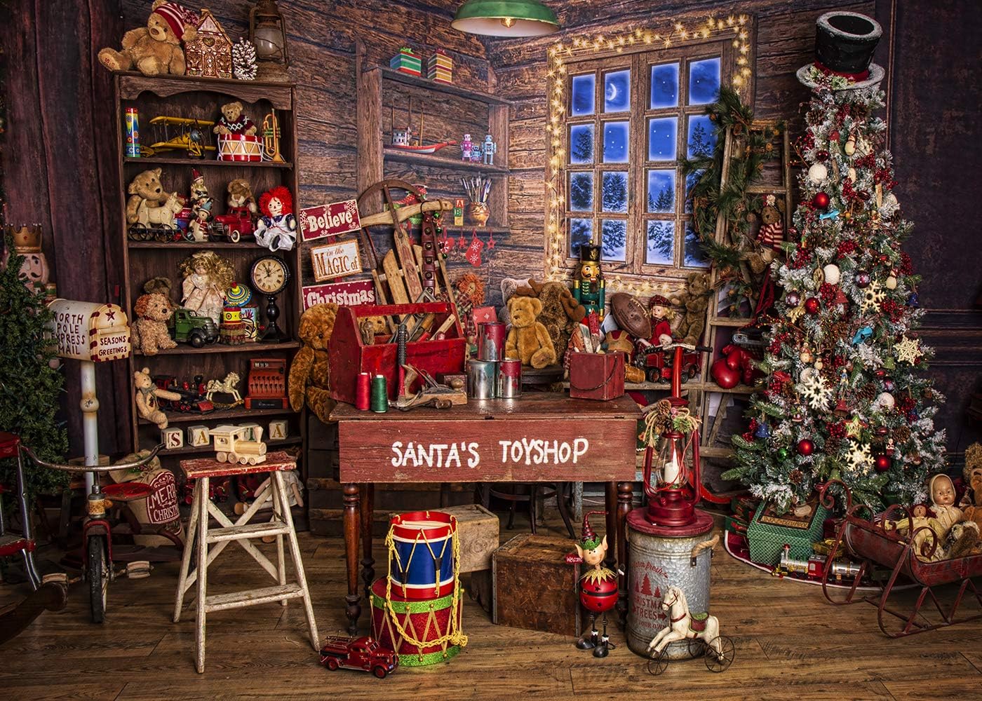 Christmas Store Shop Snow Window Wood Shed Mechanic Tools birthday