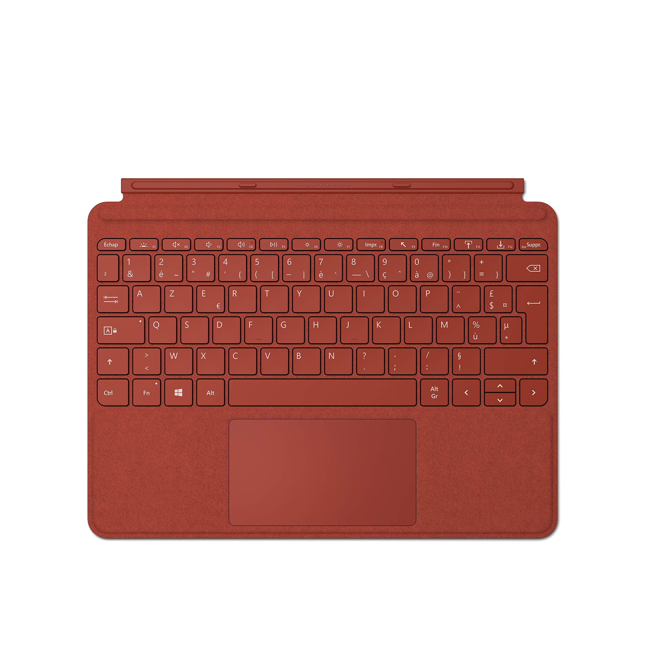 Microsoft Surface Go Signature Type Cover Keyboard - French AZERTY Keyboard - Red Poppy (Alcantara) - Only Compatible with Surface Go, Surface Go 2 and Surface Go 3