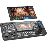 Prisual PRO AI Joy NDI PTZ Camera Controller, 7" Quad-View Touchscreen, AI Tracking Control, 4D Precision Joystick, Multi-Camera IP Control, PoE, VISCA, Tally &amp; HDMI Output for Live Production