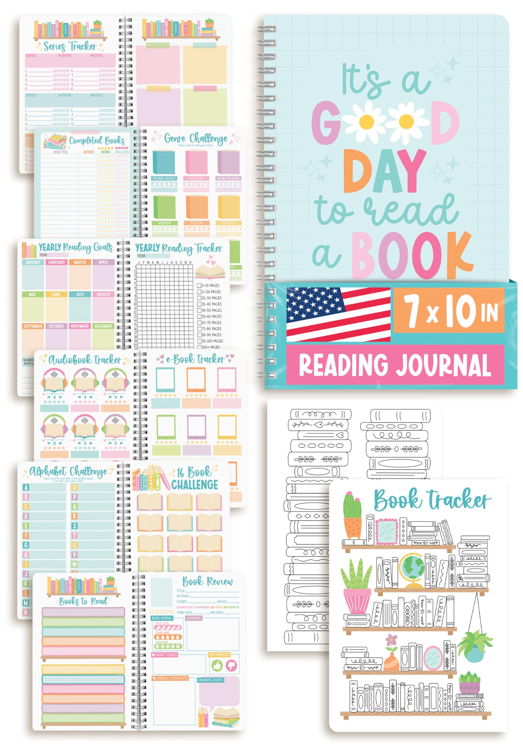 Hadley Designs Book Reading Journal For Women - Book Journal Reading Log, Books Review And Tracker Journals, Audiobook Tracker Notebook, Doodle Books Lovers Gifts