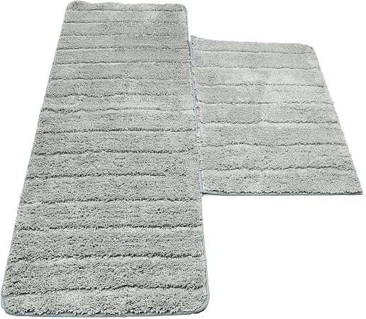 Uartlines Lot De 2 Tapis De Bain Anti Glissant Microfibre Absorbant Eau Super Comfort Tapis De Douche Pour Salle De Bain Gris 45 6545 120cm