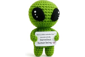 MAMAGIFTREE Friendsgiving Gifts - Christmas Stocking Stuffers for Adult - Office White Elephant Exchange, Unique Birthday Gifts for Men Women, Appreciation Crochet Alien Plush with Positive Message Card