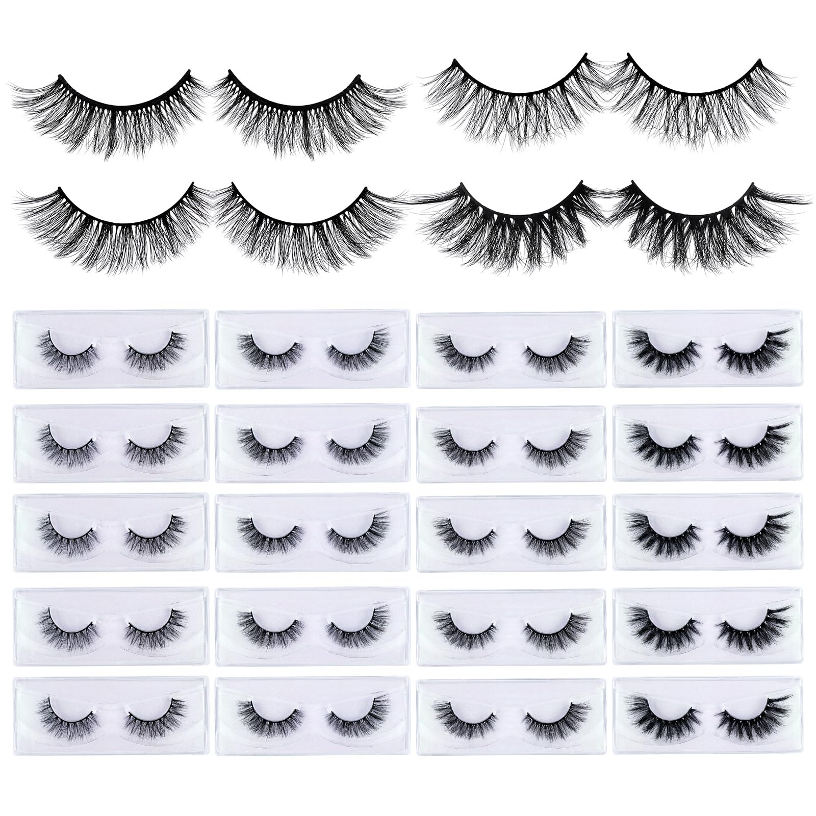 Photo 1 of MAGEFY 20 Pairs 4 Styles Eyelashes, 7mm-18mm Lashes Natural Look to Dramatic False Eyelashes with Portable Boxes,Style-1