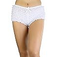 ToBeInStyle Women's Micromesh Lace Ruffle Tanga Shorts
