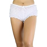 ToBeInStyle Women's Micromesh Lace Ruffle Tanga Shorts