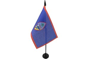 Guam Table Flag 4'' x 6'' - Guamanian Desk Flag 15 x 10 cm - Black plastic stick and base - AZ FLAG