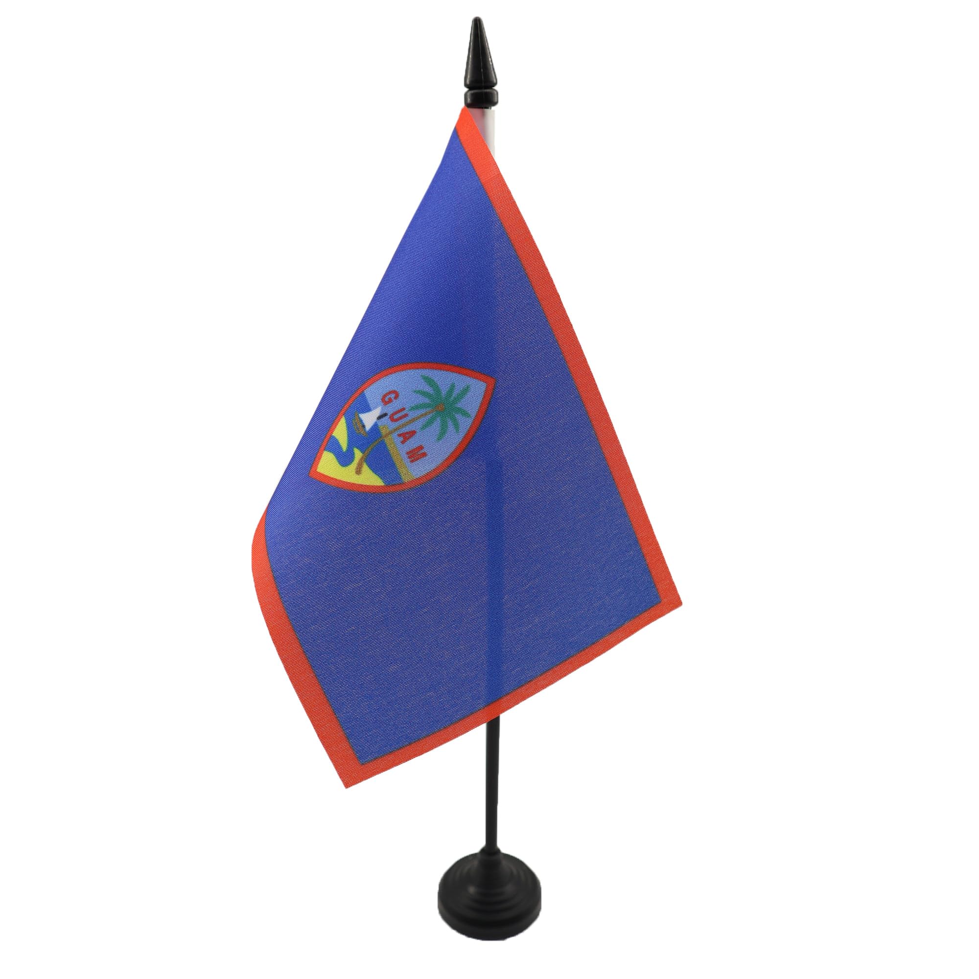 AZ FLAG - Guam Table Flag 4'' x 6'' - Guamanian Office Mini Banner 100% Polyester 15 x 10 cm - Mini Desk Flag with 10'' Pole and Black Plastic Base