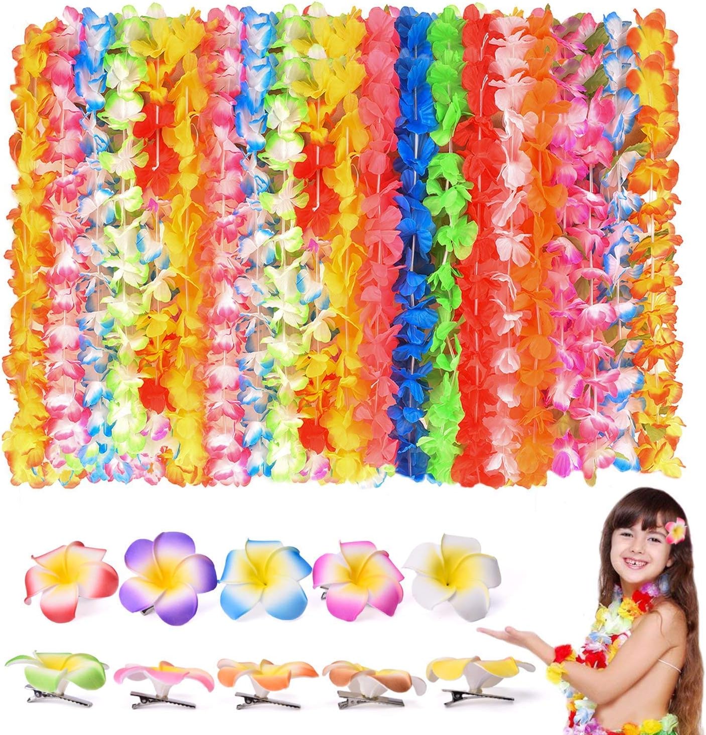 ToBeU Leis Bulk Party Favors 50 Tropical Hawaiian