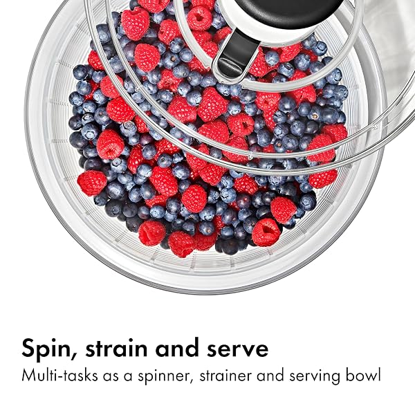 OXO GOOD GRIPS SALAD SPINNER | LETTUCE SPINNER | FRUIT WASHER | FRUIT WASHING BOWL WITH STRAINER | VEGETABLE CLEANER | SALAD CLEANER | LETTUCE WASHER | 6.22 QUART CAPACITY