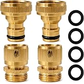 2 Sets Garden Hose Quick Connect Fittings 3/4 Inch Brass Water Connectors | with Rubber Washers, Quick Disconnect Adapters for Faucets, Nozzles and Sprinklers