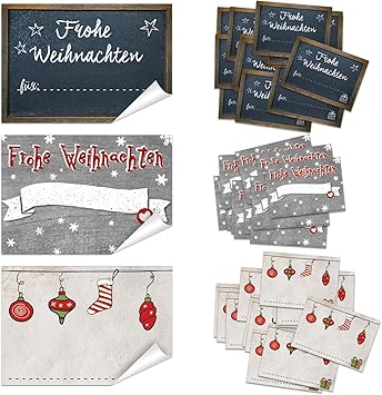 Set 3 X 50 Stuck Weihnachten Geschenkaufkleber Namensaufkleber Aufkleber Namen Namensetiketten Verpackung Weihnachtsgeschenke Geschenke Kunden Give Away Sticker Rot Grau Schwarz Weiss Amazon De Burobedarf Schreibwaren