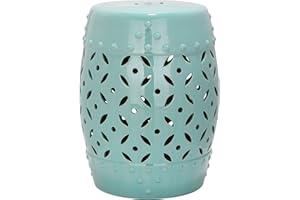 Safavieh Castle Gardens Collection Lattice Coin Light Blue Ceramic Garden Stool