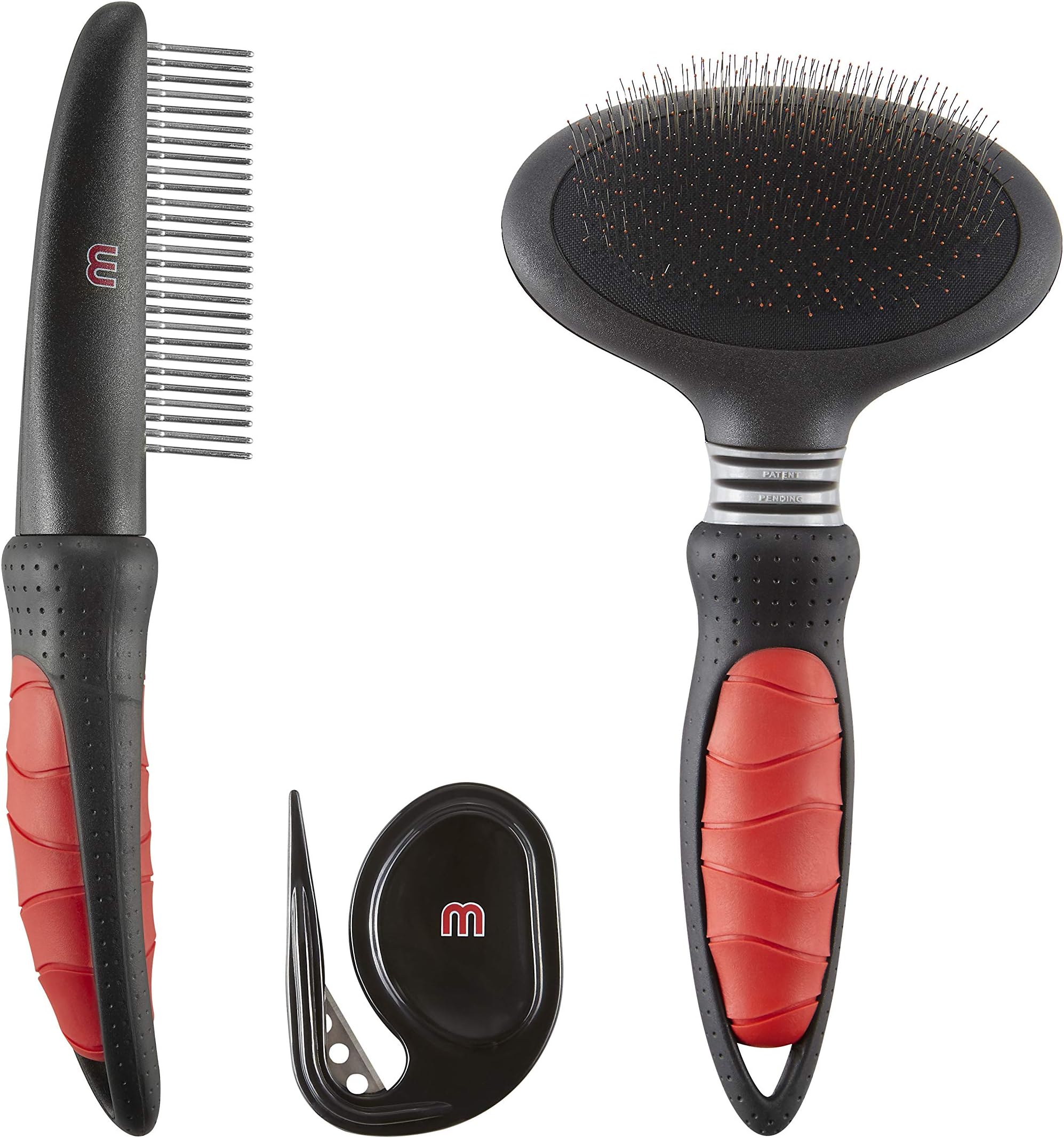 Mikki Dog, Puppy, Cat Grooming Shedding Kit - Includes Comb, Slicker and Matt Splitter - Large Pets