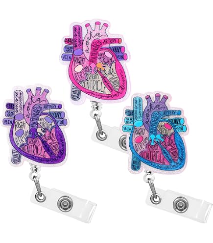 Funny Cardiac Badge Reel – Retractable ID Holder For Nurses, Doctors, Teachers, With Heart Anatomy Design - View #3