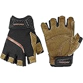 HANDLANDY Fingerless Work Gloves for Mens & Women, Uwrist Half Finger Shock-Absorbing Breathable Glove