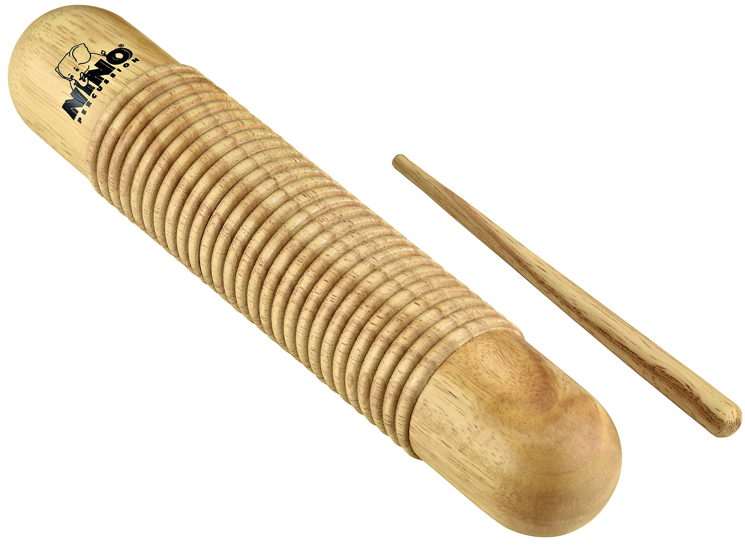 Nino Percussion Wood Guiro Instrument - Musical Instrument for Children from 5 Years - Siam Oak, Natural (NINO555)