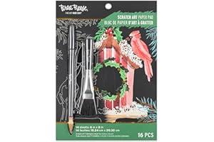 Brea Reese: Scratch Art Paper Pad - Vintage Christmas - 14 6x8 Pages, Reveal 7 Seasonal & Festive Holiday Designs, Metallic Pops, Adult Craft Kit