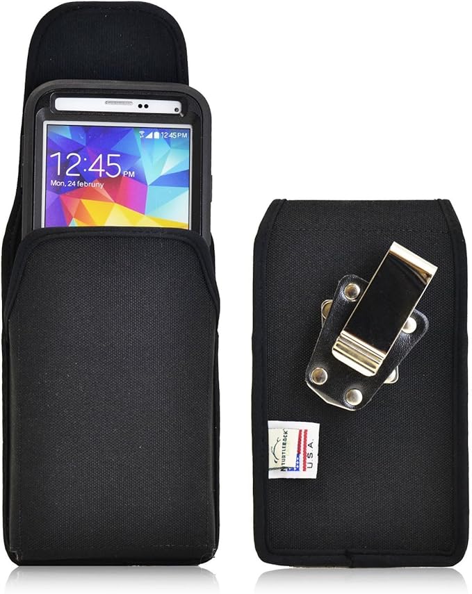 TurtleBack Vertical Ballistic Nylon Holster Flap Closure Pouch with Metal