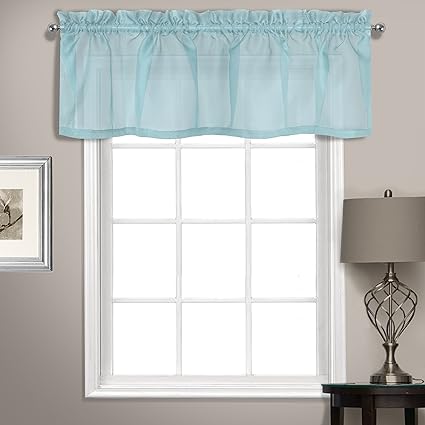 United Curtain Summit Sheer Voile Straight Valance, 56 x 14, Light Blue