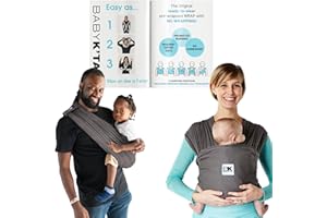 Breeze Baby K'tan Baby Carrier Breathable 100% Cotton Mesh | Hands Free Wrap for Infants | No Rings Or Buckles | Charcoal | Medium
