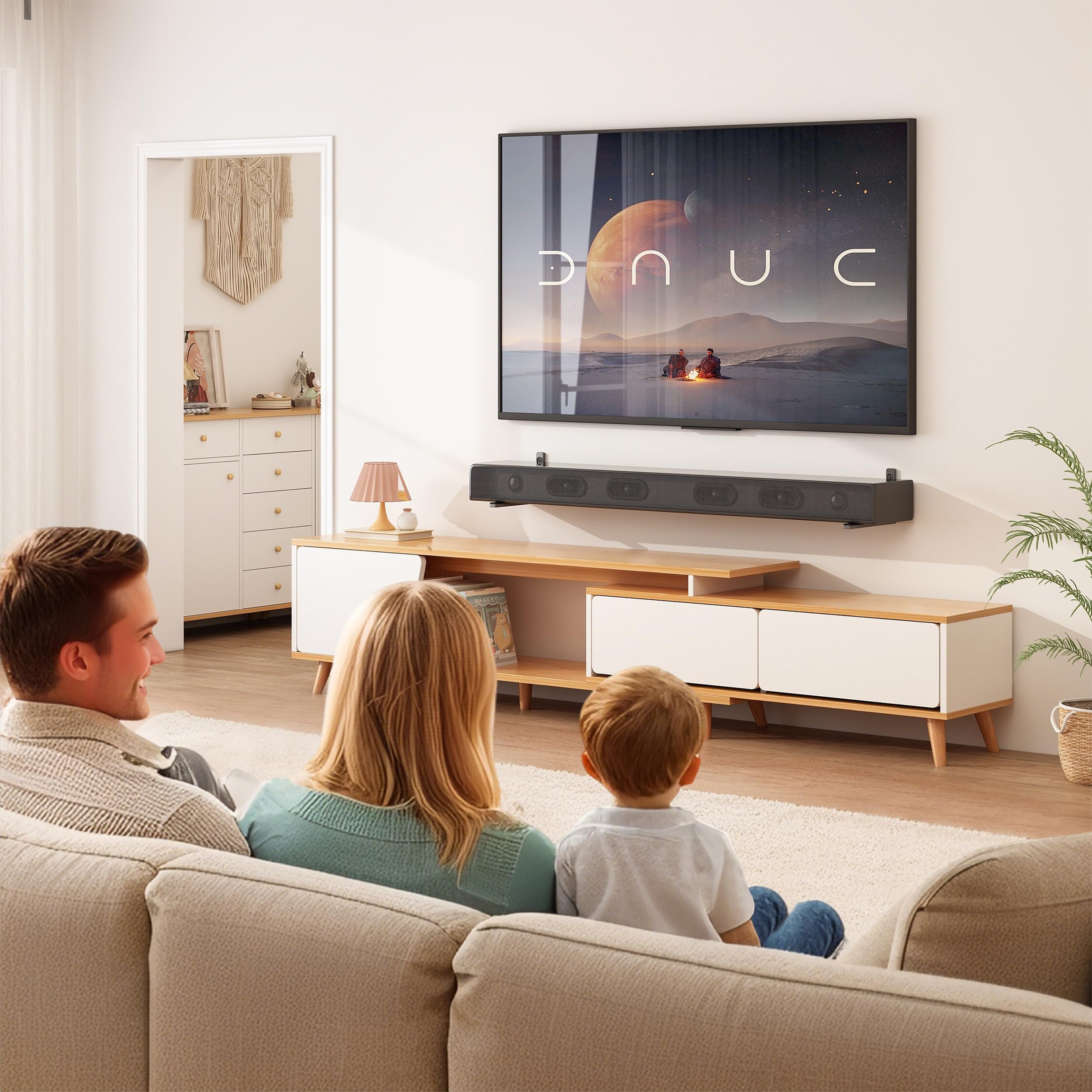 Soundbar Mounts Under TV for Bose, Sony, Saiyin, VIZIO, LG, Samsung, Roku - Dolby Atmos Compatible Soundbar Wall Mount Bracket, Sound Bar Shelf, Soundbar Stand Under TV Up to 20LB