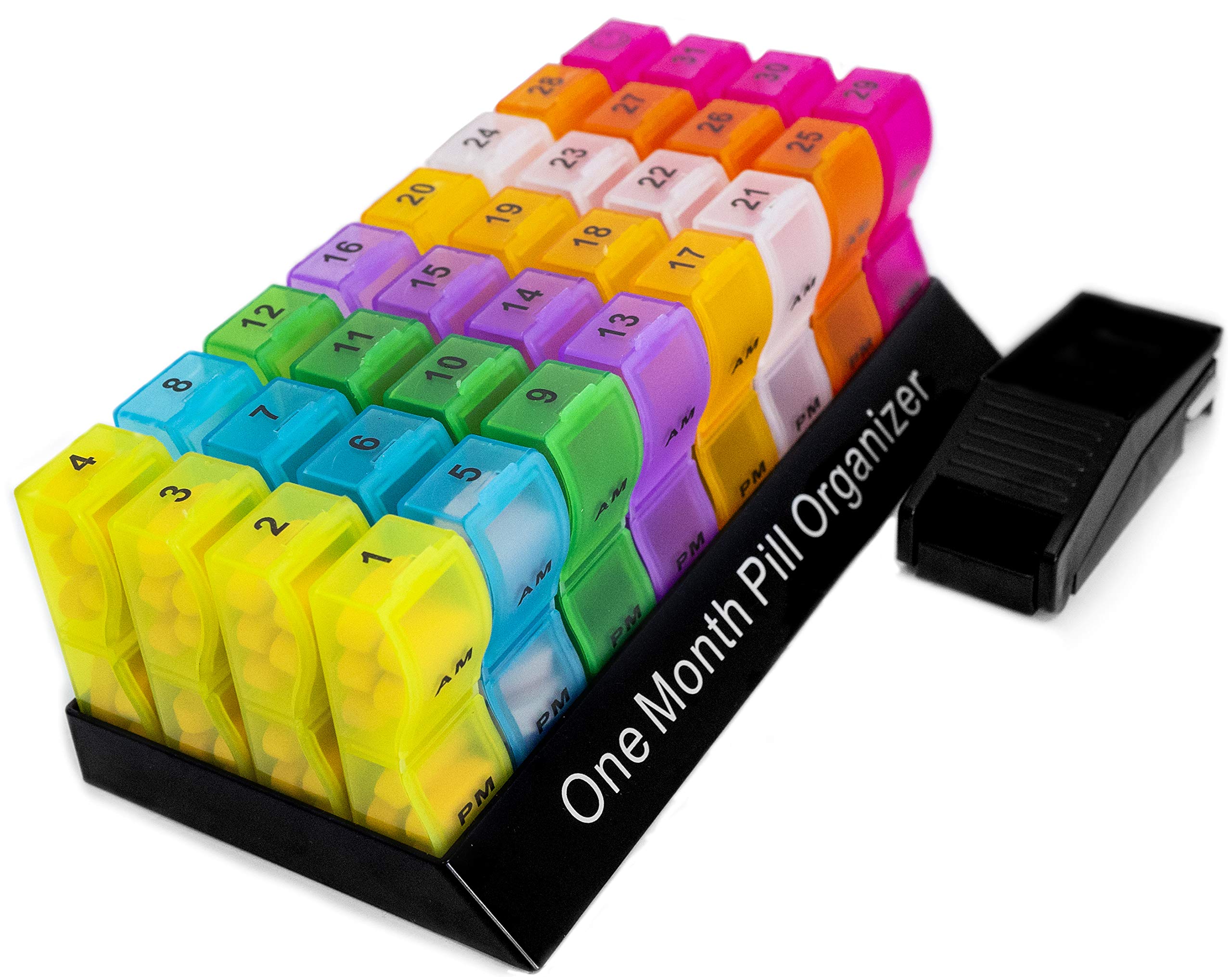 AM/PM 31 Day Monthly Pill Organizer Holder with Large