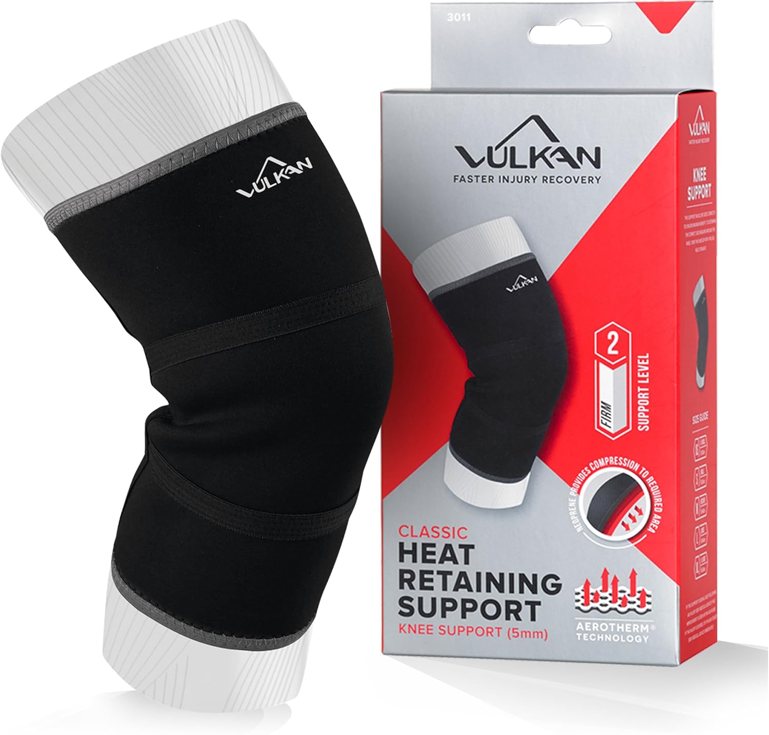 Vulkan Classic Neoprene Knee Support, Provides Light Compression, Comfortable Fit, Provides Therapeutic Benefits, Black, Medium, 5mm