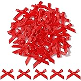 Choicbaby 50 PCS Red Mini Satin Bows 1.8 * 1.4" Small Red Wrap Ribbon Bows Decoration for DIY Craft Cheer Pins Box Card Christmas Birthday Party Wedding