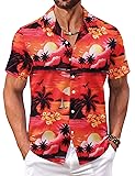 COOFANDY Men's Hawaiian Floral Shirts Short Sleeve