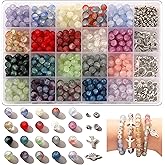 690pcs Frosted Lunar Glass Beads for Bracelets Making, 24 Colors Crystal Beads with Accessories Jewelry Making Kit, 8mm Round Coloured Glaze Beads for DIY Bracelet Crafts, Gifts for Beginners Men