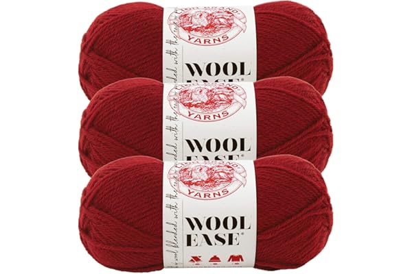 (3 Pack) Lion Brand Yarn Wool-Ease Yarn, Cranberry