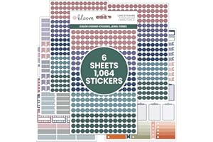 bloom daily planners Color Coding Planner Stickers - 1/4" Minimalist Dot Labels - Six Sheets, 1000+ Stickers Per Pack! - Jewel Tones