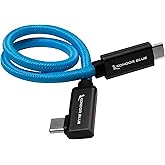 KONDOR BLUE 12" Straight USB C 3.1 GEN 2 10 Gb/s 100W | Right Angle Braided Cable for 8K Data and Power Delivery