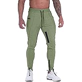 FIRSTGYM Mens Joggers Sweatpants Slim Fit Workout Training Thigh Mesh Gym Jogger Pants with Zipper Pockets