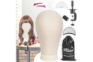 Klvied 22 Inch Cork Canvas Block Head Mannequin Head for Wigs, Wig Head Stand for Display Styling Wigs Making Kit ，Including Doll Head Storage Bag