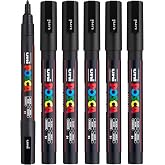 POSCA&reg; PC-3M Paint Markers, Reversible Fine Tip (0.9-1.3mm), Black, | Water-based opaque paint for 50+ surfaces, bullet tip control &amp; precision, quick-drying, mixable &amp; layerable, ACMI-certified