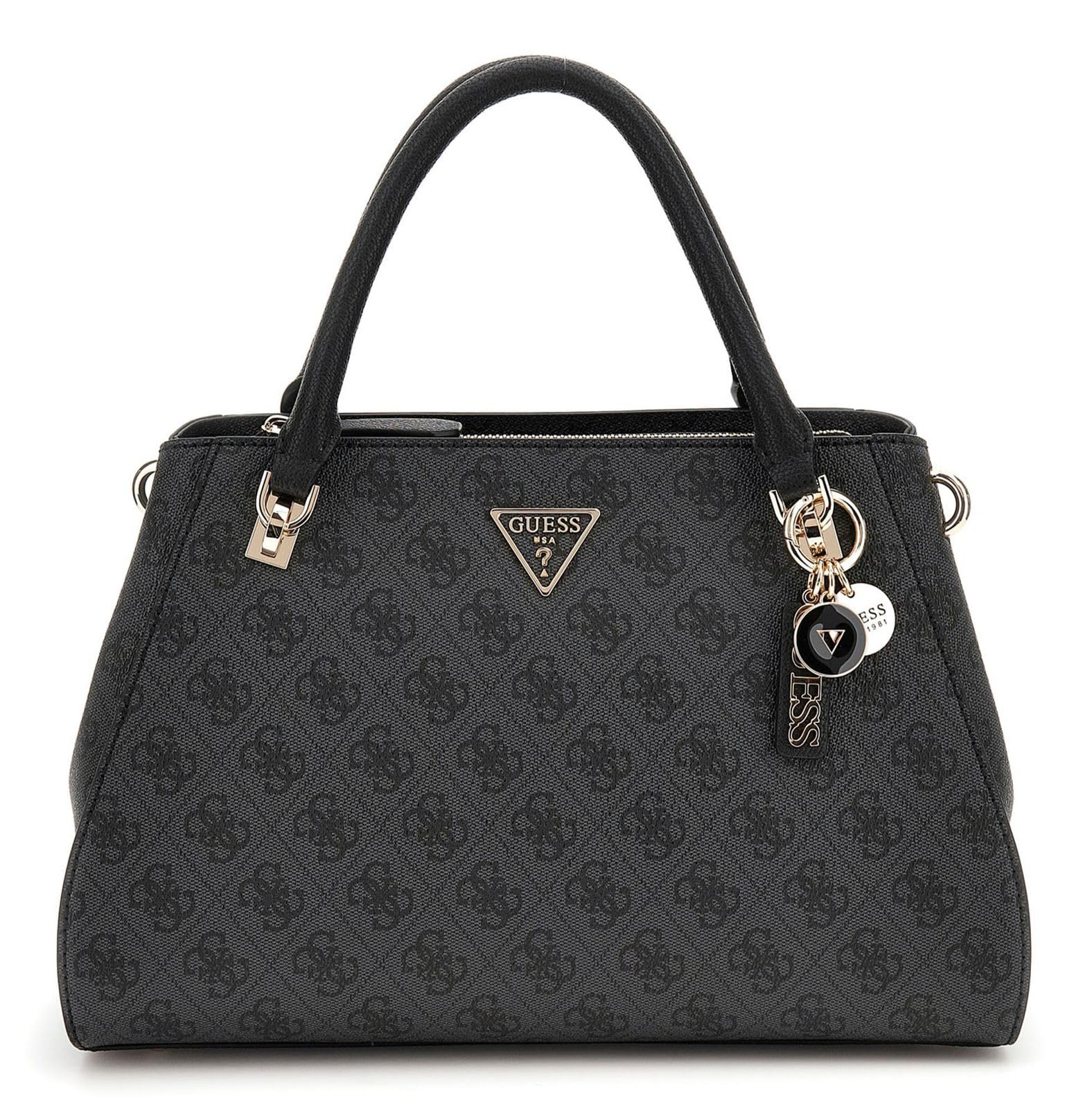 GUESS Noelle II Luxury Satchel Coal Logo, Coal logo, One Size