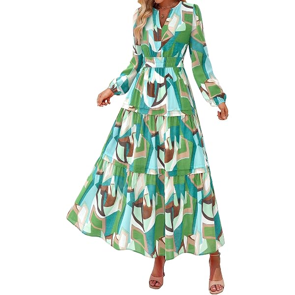 PRETTYGARDEN Women's Floral Maxi Dress 2026 Fall Long Sleeve V Neck A Line  Long Flowy Spring Party Boho Dresses (Blue,Small) at Amazon Women's  Clothing store