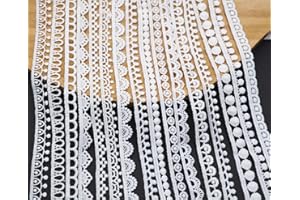 Youmeizer 15 Styles of Very Narrow lace Ribbon lace Lace Trim for DIY Sewing Craft Supply Christmas Package Wedding Decoration Craft Hair Bow Making Length About 1m/1.1 Yards (White)