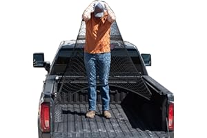 TacoNets Upgraded Highly Elastic Cargo Net, USA Company, Simple Truck Bed Cargo Mesh Organizer, Suitable for Light Loads, Heavy Duty Carabiners, 4'x4'