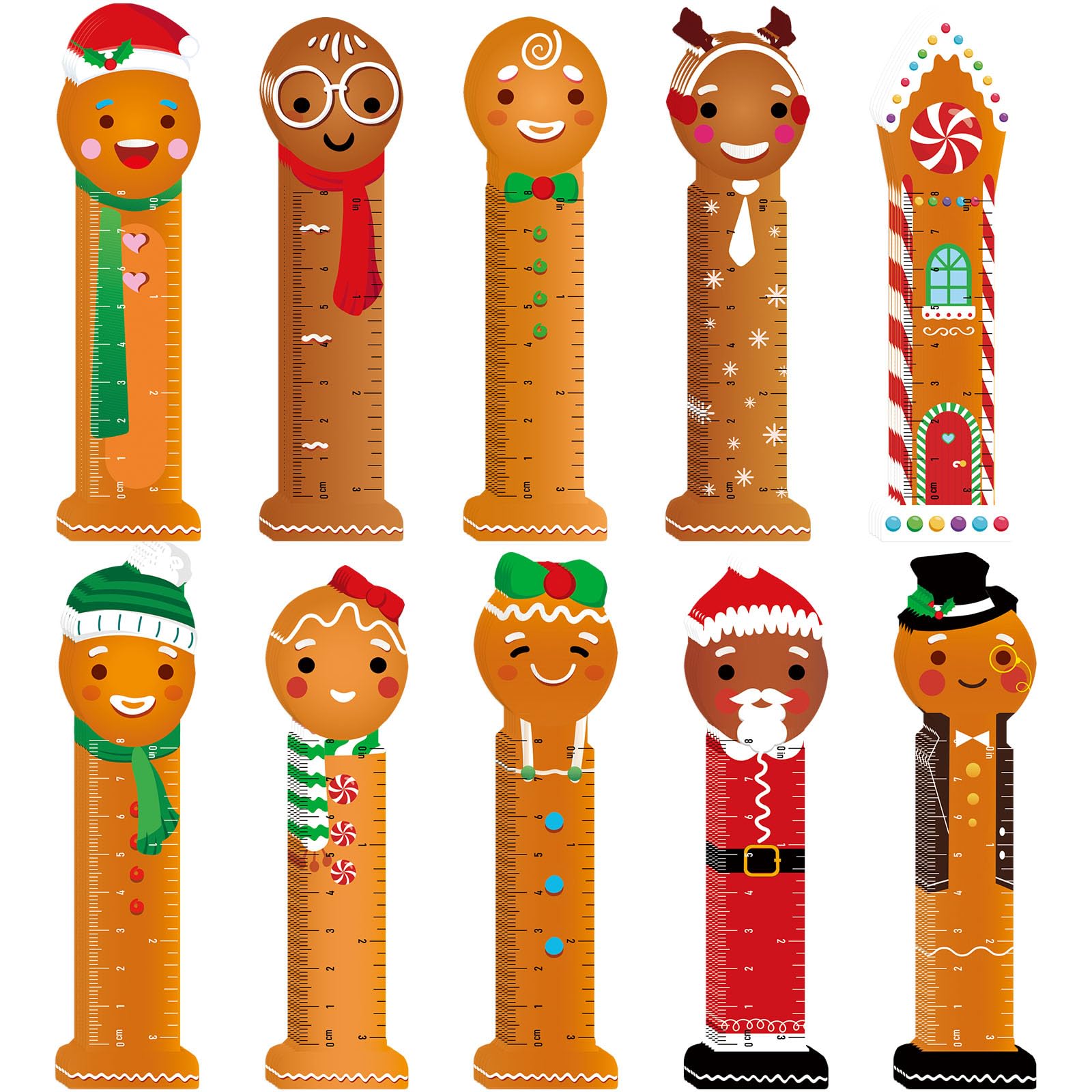 Dianelhall 160 Pcs Christmas Bookmark Rulers for Kids Plastic Merry Christmas Book Page Clip Xmas Gift Bookmark for Xmas Holiday Kid Student Rewards Gifts Supplies(Gingerbread Man)