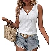 Womens Tank Tops Summer Tank Tops for Women 2024, V Neck Sleeve Embroidery Tops, Casual Loose Trendy Tops