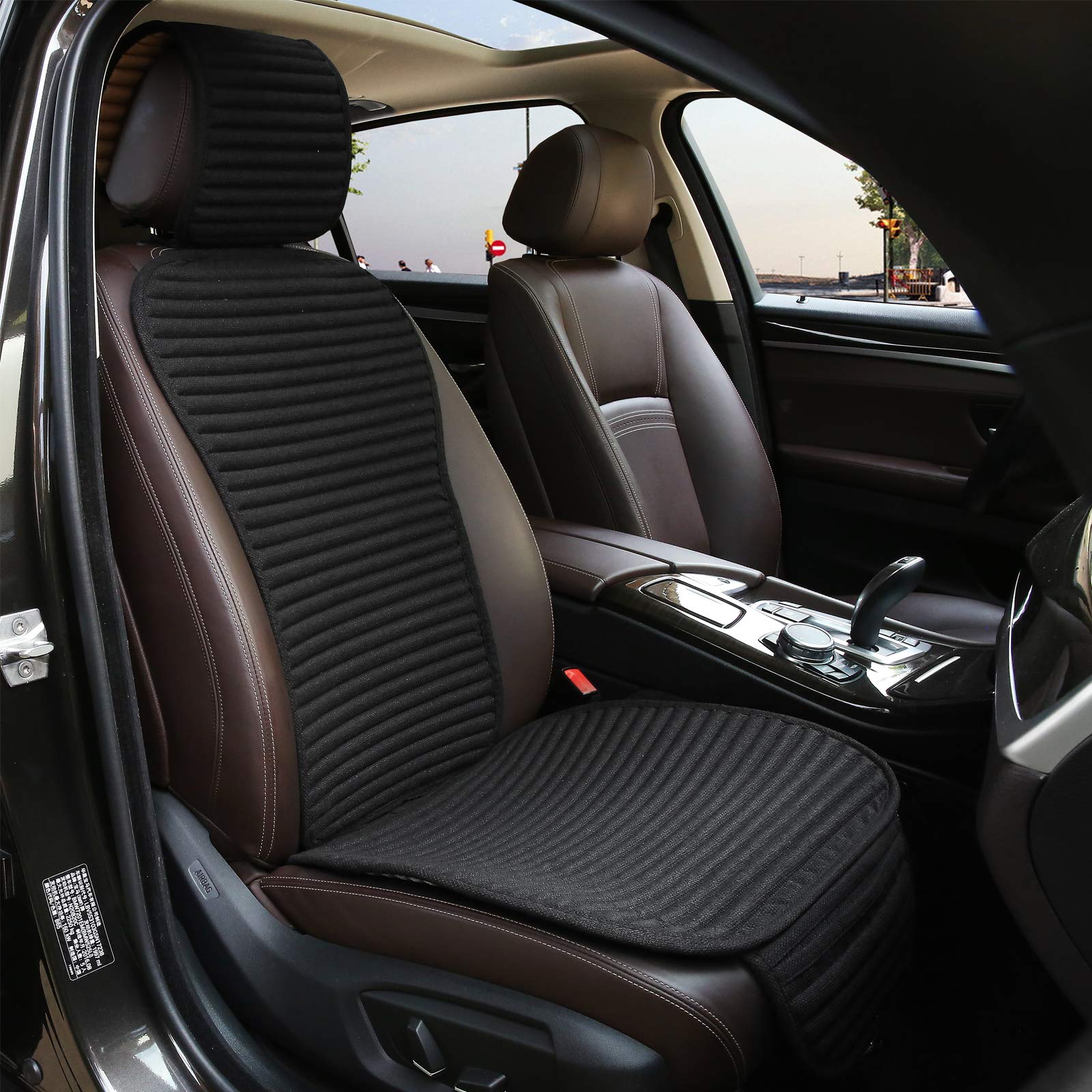 Suninbox Car Seat Covers Buckwheat Hull Bottom Seat Covers for Cars,Universal Car Seat Covers Pads Mat,Air Bag Compatible,Breathable Comfortable Ventilated,Black Front Seat Cover