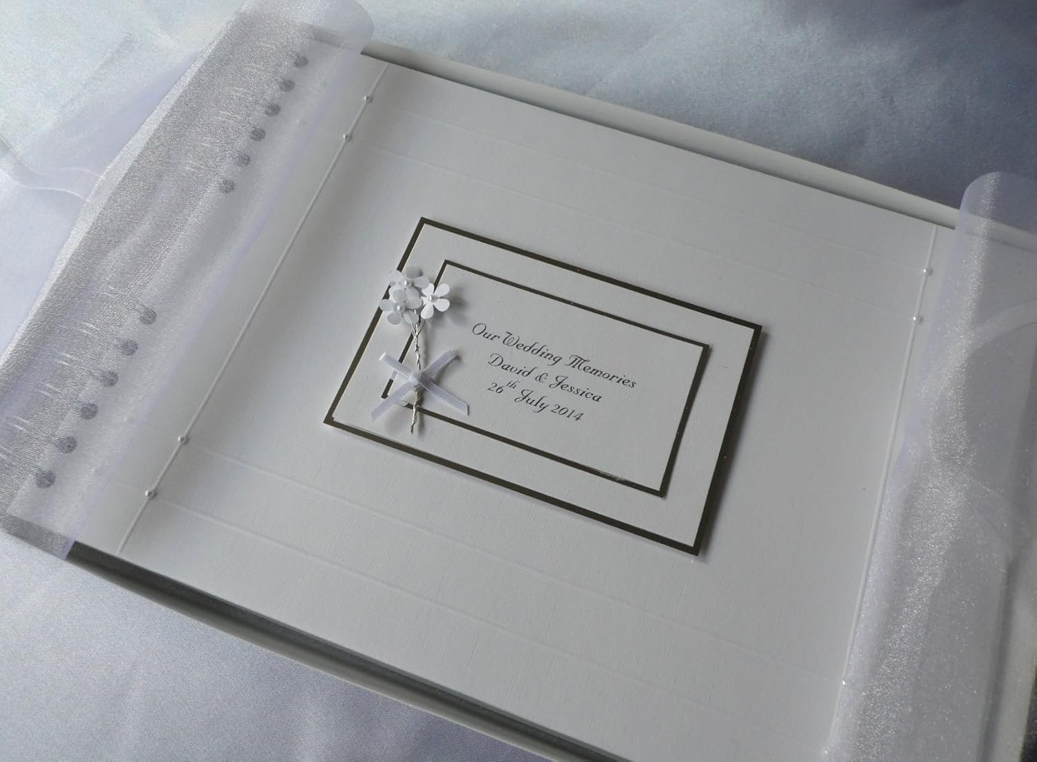 Personalised Wedding Guest Book,Memory Book,A4 with Flowers and Pearls